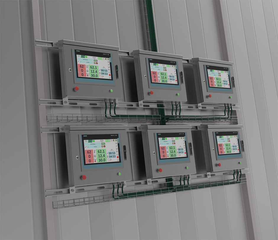 Image de plusieurs écrans de pilotage de machine industrielle